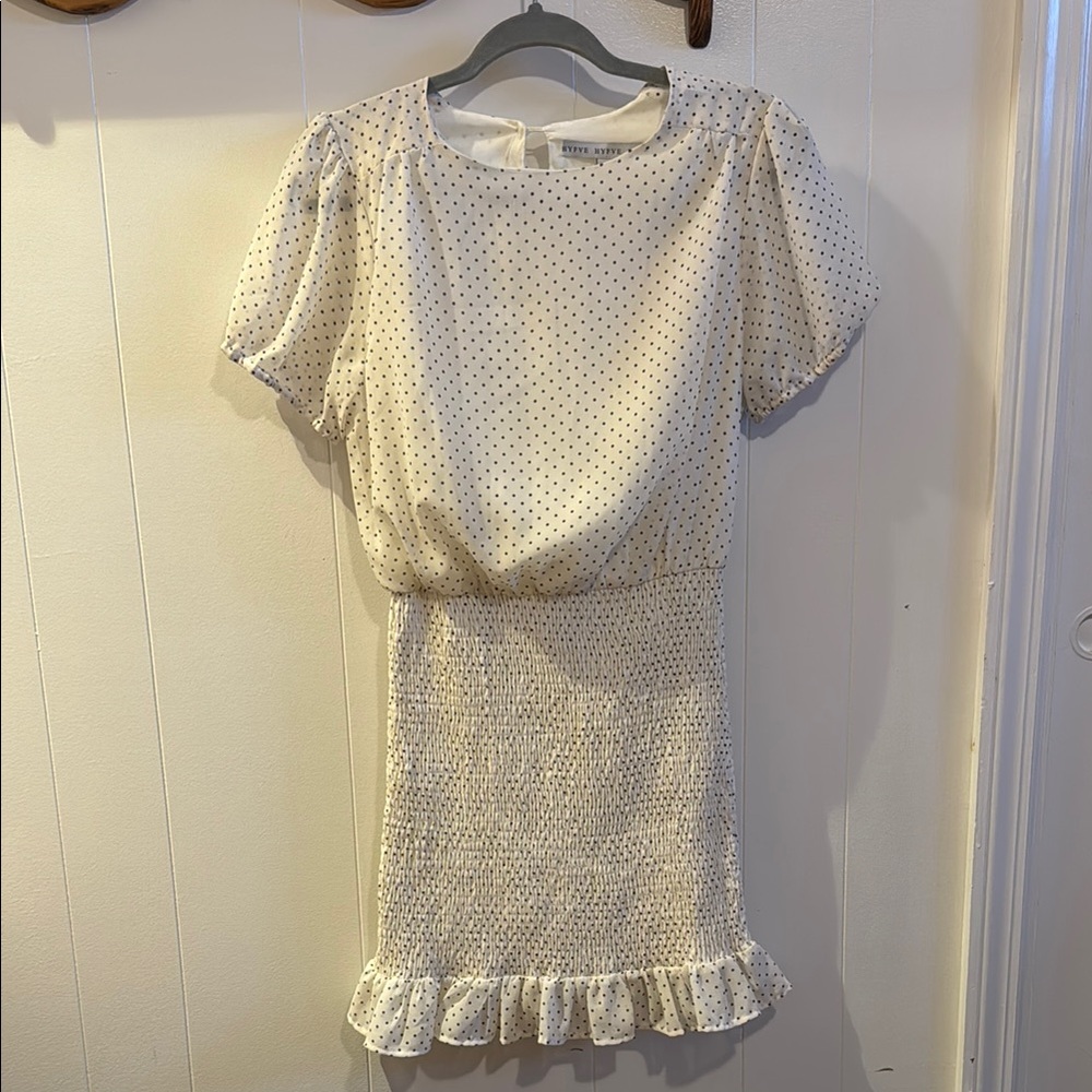 HYFVE Ivory Polka Dot Ruffle Mini Dress